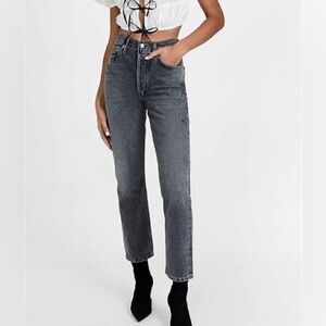Citizens of Humanity Sabine High Rise Straight Leg Jeans in Black Size 28